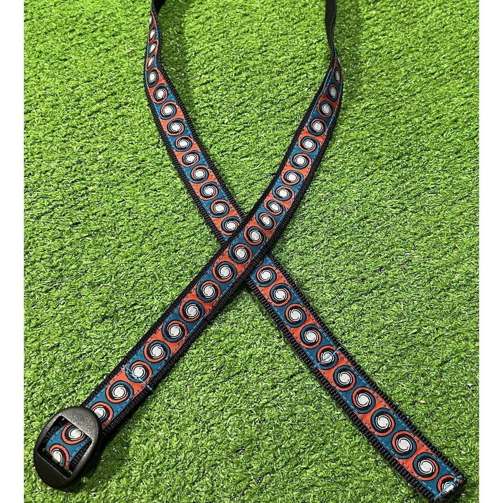 Vintage 90s Canvas Web Belt OSFA (up‎ To 44") Geometric Print Red Blue 1" Width